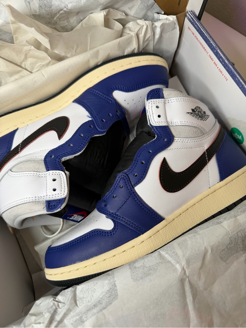 Nike Men’s High-Top Sneakers in White, Blue & Black